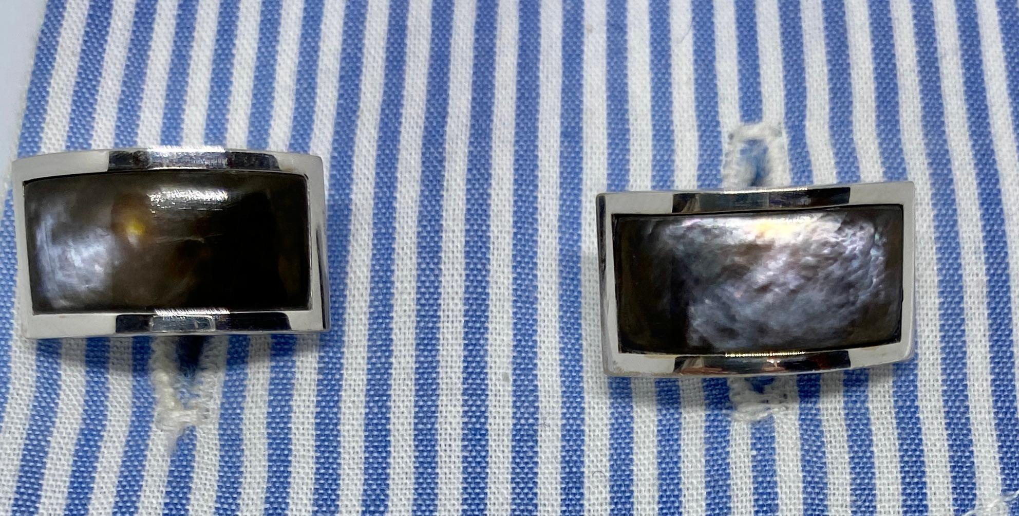 White Gold Cufflinks with Abalone by Gübelin For Sale 1