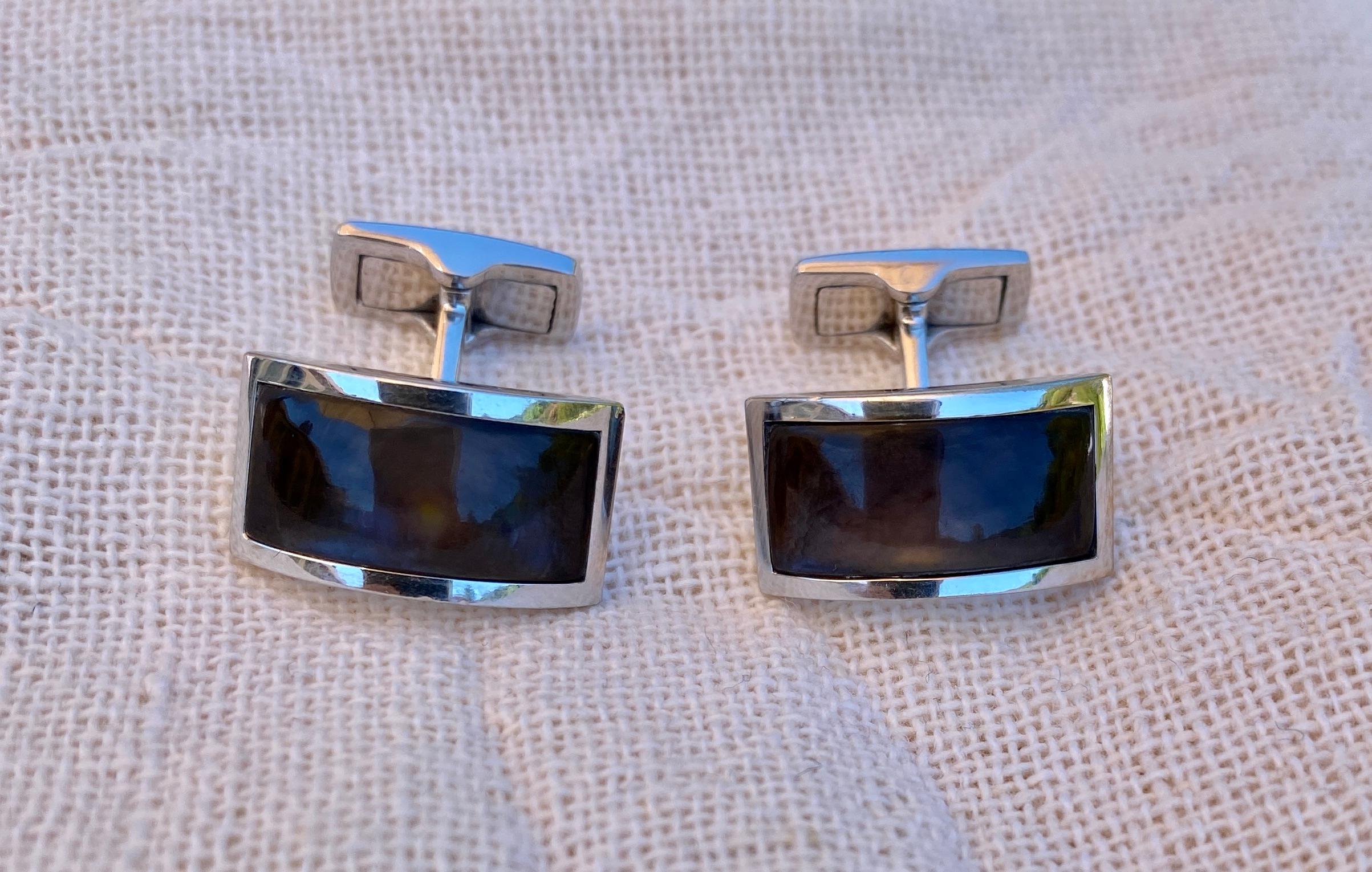 White Gold Cufflinks with Abalone by Gübelin For Sale 4