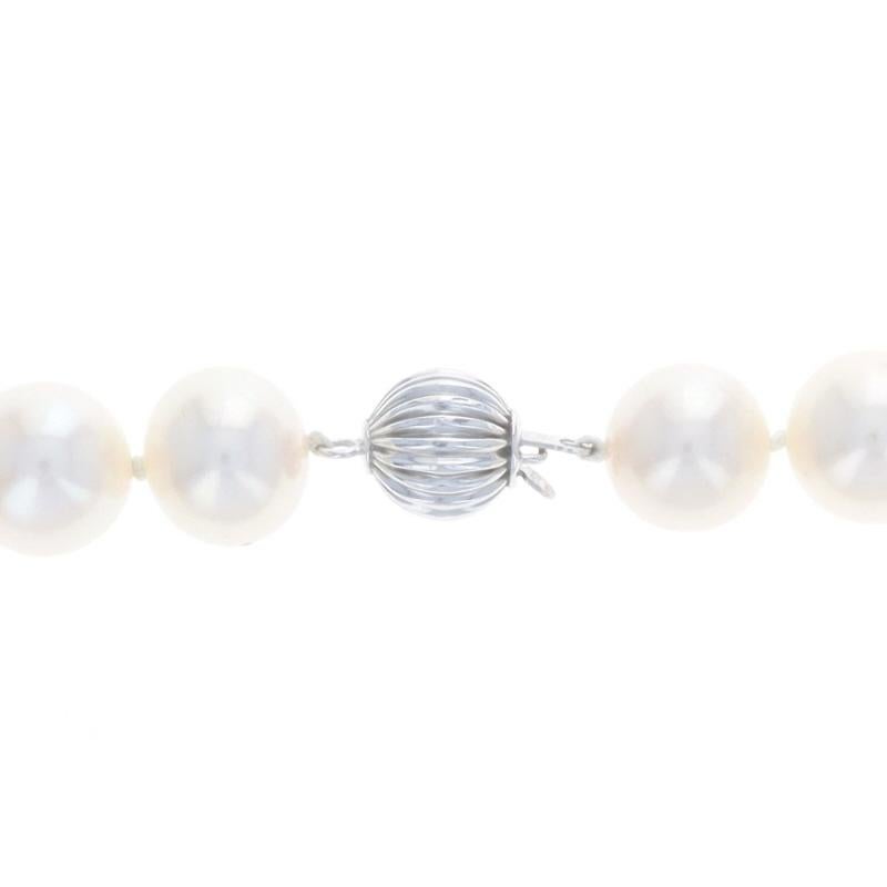 White Gold Cultured Freshwater Pearl Knotted Strand Necklace 16 1/2