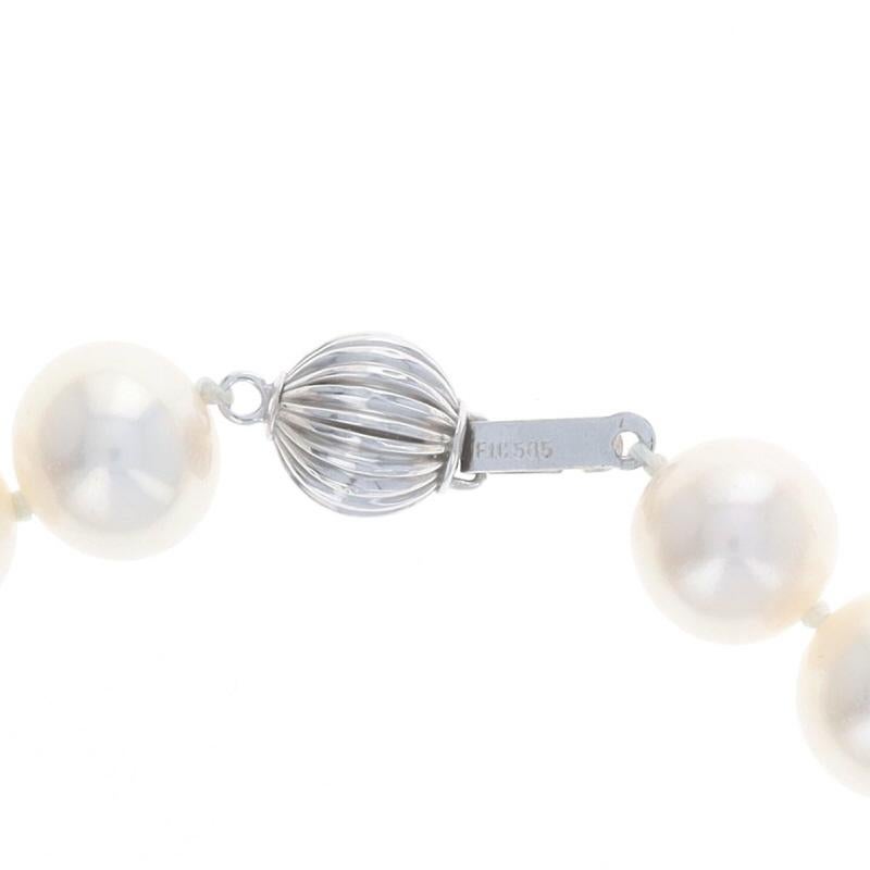 Women's White Gold Cultured Freshwater Pearl Knotted Strand Necklace 16 1/2