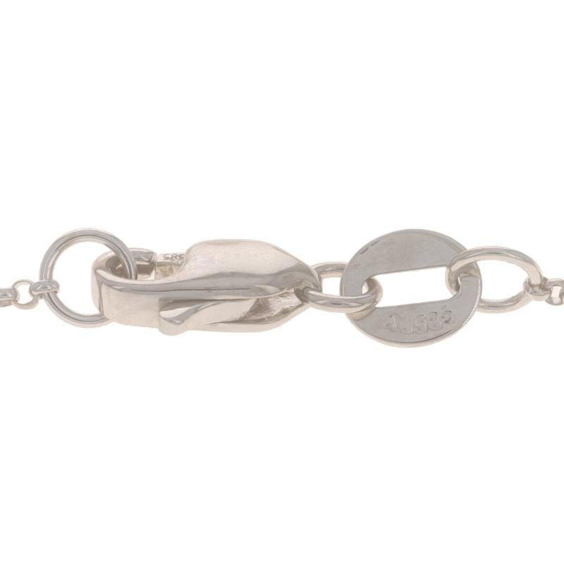White Gold Cultured Freshwater Pearls Station Necklace 17 3/4