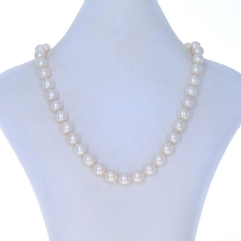 Bead White Gold Cultured Pearl & Diamond Knotted Strand Necklace 17 1/4