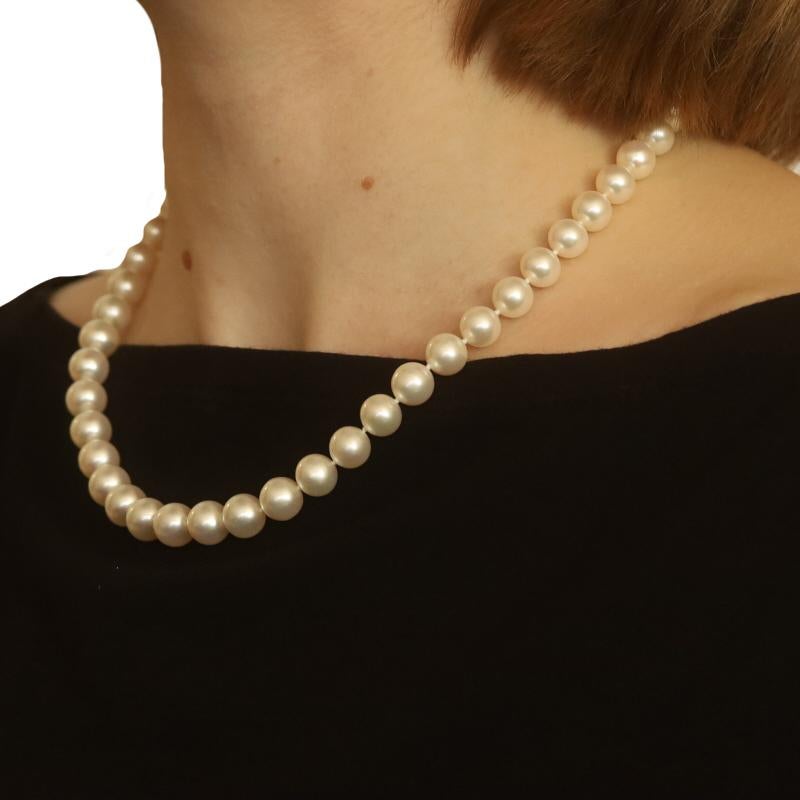 Women's or Men's White Gold Cultured Pearl & Diamond Knotted Strand Necklace 17 1/4