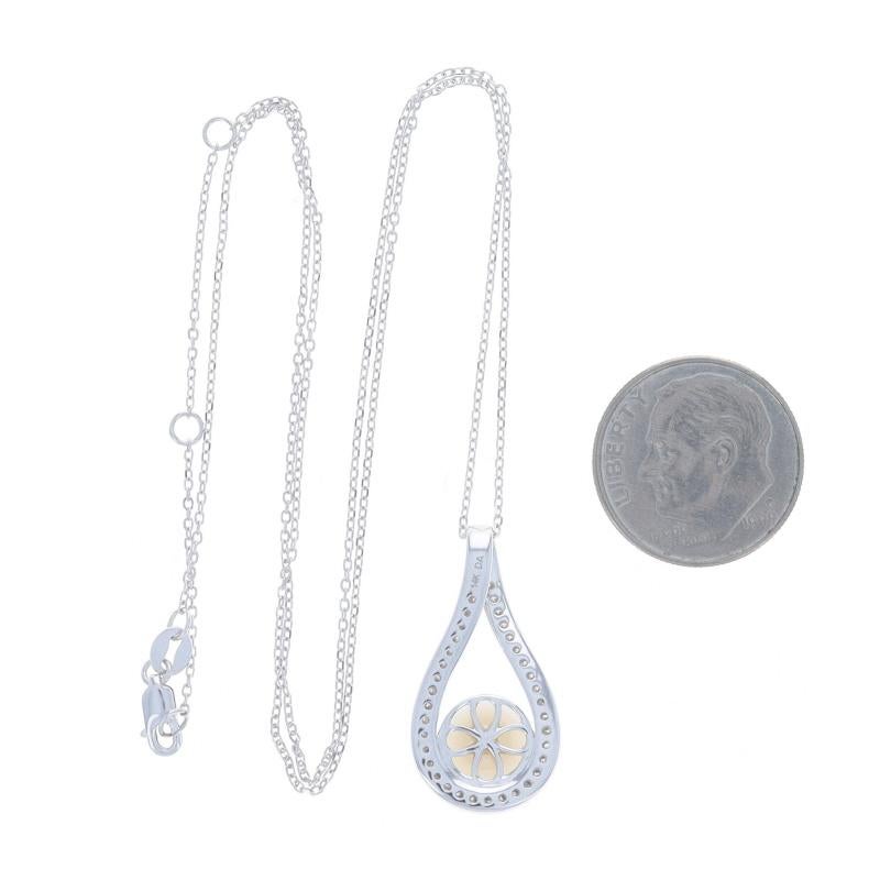 White Gold Cultured Pearl Diamond Necklace 14k .20ctw Teardrop Adjustable en vente 1