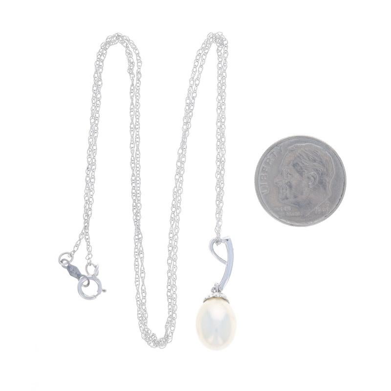 Women's White Gold Cultured Pearl & Diamond Pendant Necklace 18