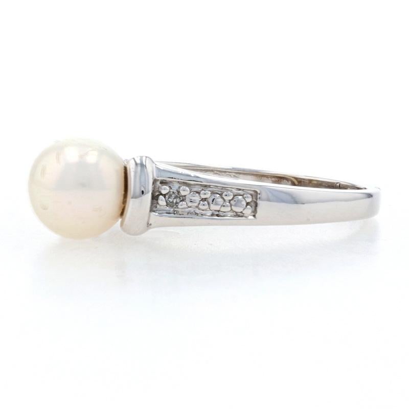 White Gold Cultured Pearl & Diamond Ring, 10k 3