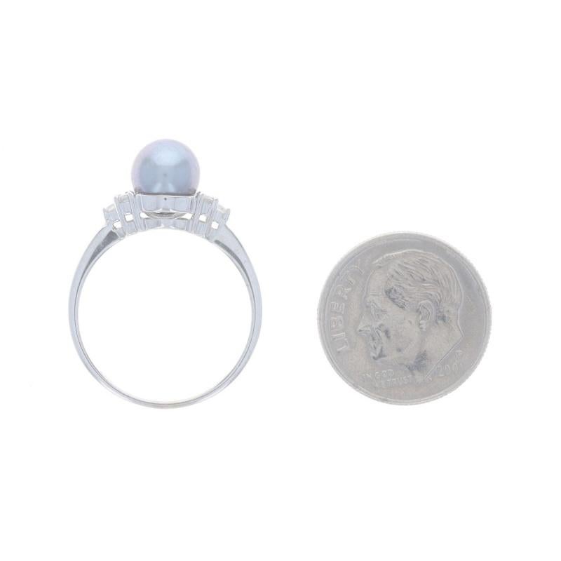 Anello in oro bianco con perle coltivate e diamanti - 14k in vendita 1