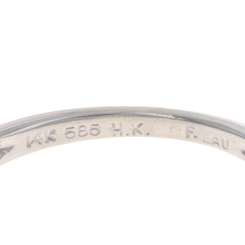 Anello con diamante e perla coltivata in oro bianco - 14k Round .24ctw in vendita 1