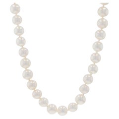 White Gold Cultured Pearl Knotted Strand Necklace 17 3/4" - 14k Beads