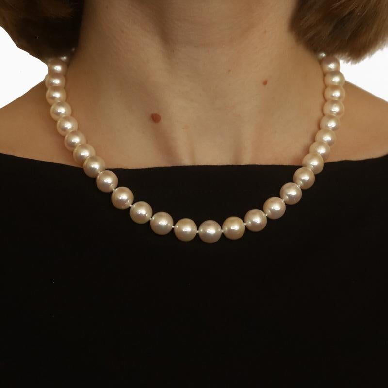 Bead White Gold Cultured Pearl Knotted Strand Necklace 17 3/4