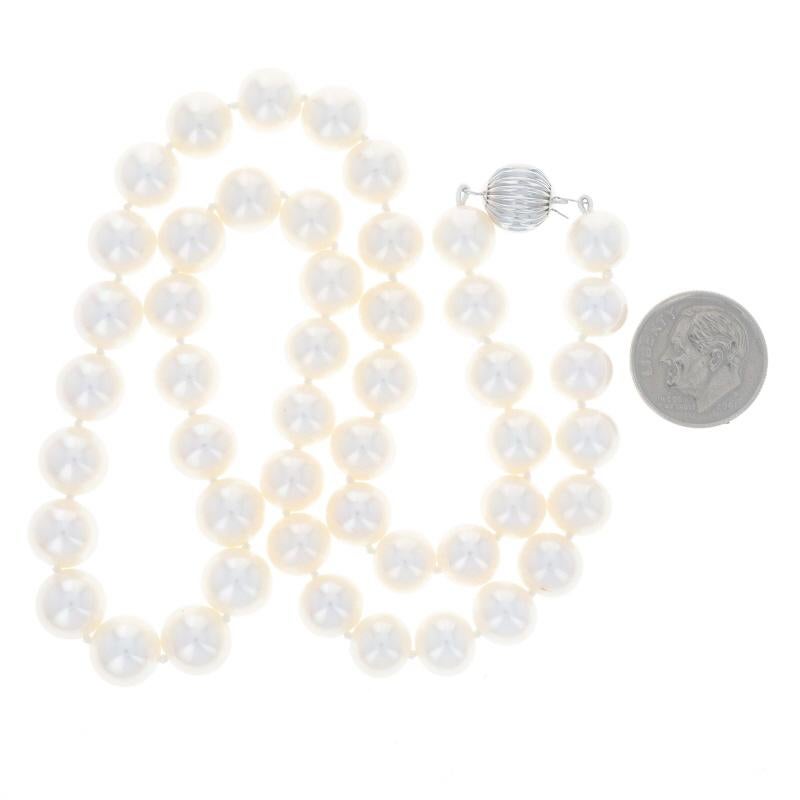 White Gold Cultured Pearl Knotted Strand Necklace 17 3/4