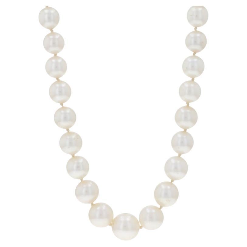 Collar de oro blanco con perlas cultivadas anudadas 20" - 14k Bead