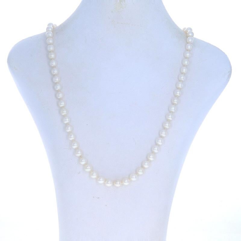 White Gold Cultured Pearl Knotted Strand Necklace 20 3/4