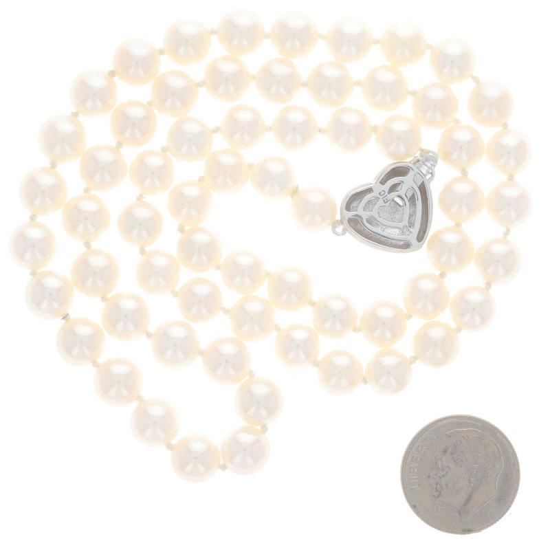 Women's or Men's White Gold Cultured Pearl Knotted Strand Necklace 20 3/4