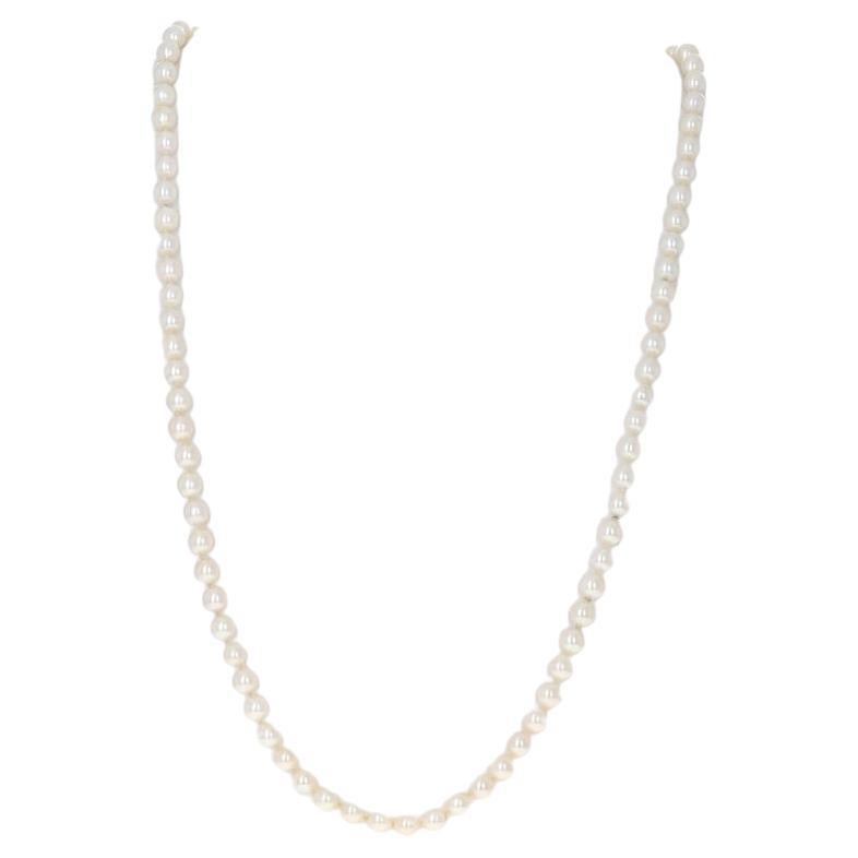White Gold Cultured Pearl Knotted Strand Necklace 22 1/2" - 14k