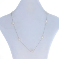 White Gold Cultured Pearl Necklace 17 3/4" - 14k Chain Station