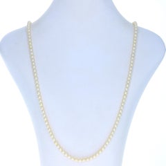Collana di perle coltivate in oro bianco da 25" - Chiusura a moschettone in oro 8k da 4,9 mm