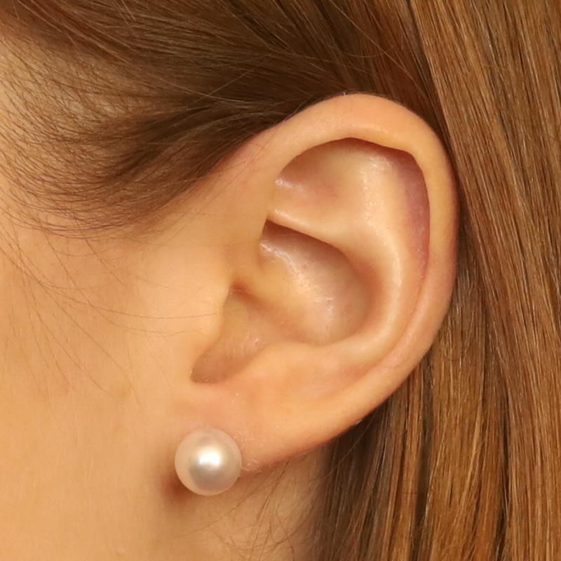 Bead White Gold Cultured Pearl Stud Earrings 14k Pierced For Sale