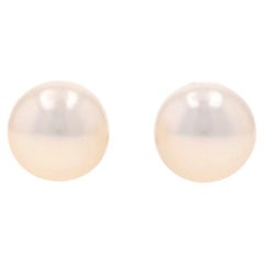 White Gold Cultured Pearl Stud Earrings 14k Pierced