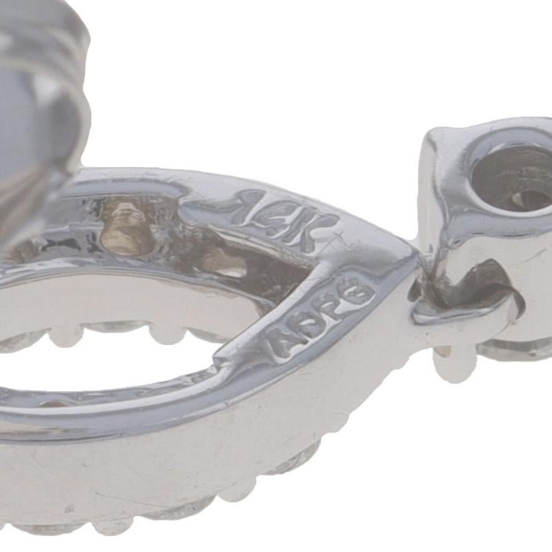 Orecchini pendenti in oro bianco con perle di Tahiti e diamanti coltivati 14k .60ctw In condizioni ottime in vendita a Greensboro, NC