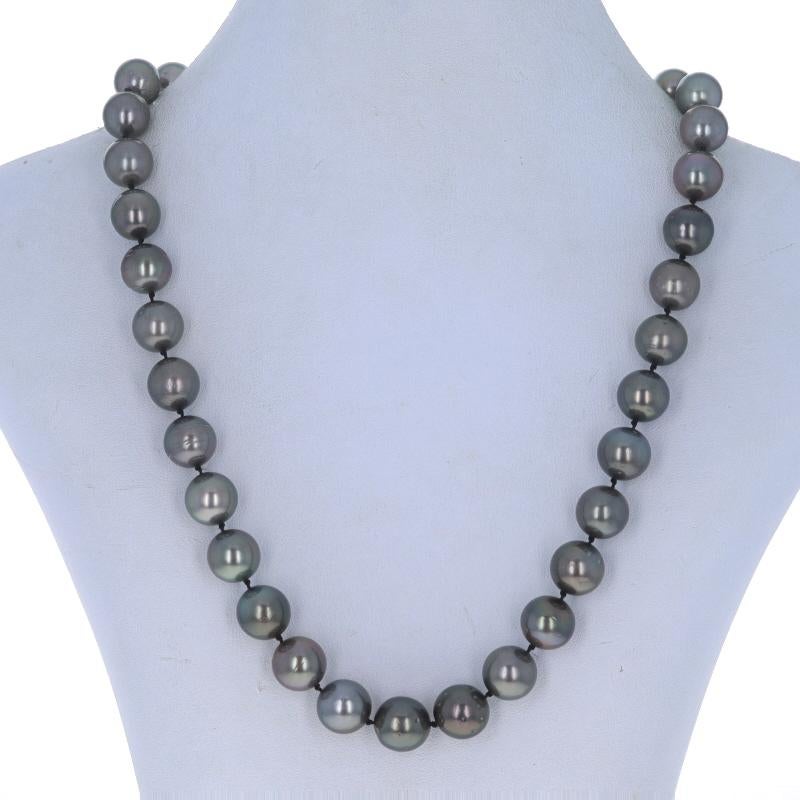 Bead White Gold Cultured Tahitian Pearl Knotted Strand Necklace 18 3/4