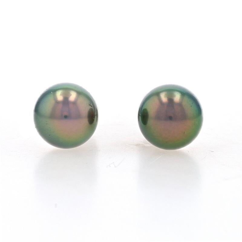 Metal Content: 14k White Gold

Stone Information
Cultured Tahitian Pearls

Style: Stud
Fastening Type: Butterfly Closures

Measurements
Diameter: 13/32
