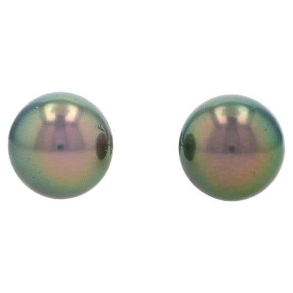White Gold Cultured Pearl and Sapphire Stud Earrings - 14k .30ctw For ...