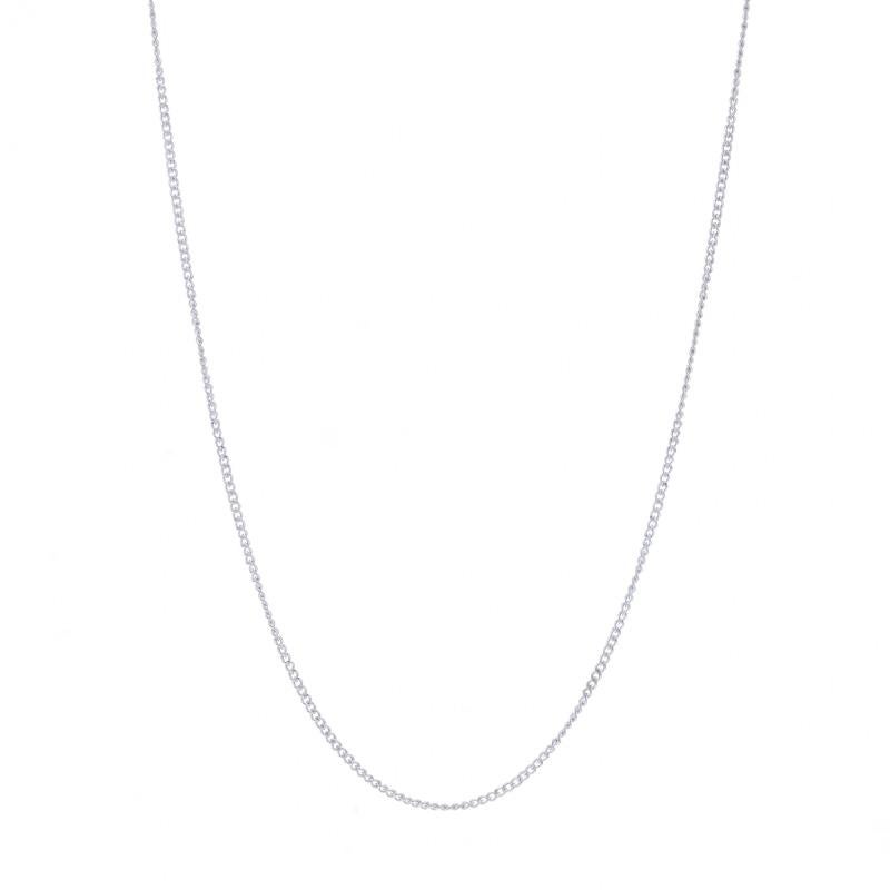 Metal Content: 14k White Gold

Chain Style: Curb
Necklace Style: Chain
Fastening Type: Spring Ring Clasp

Measurements

Length: 17 3/4