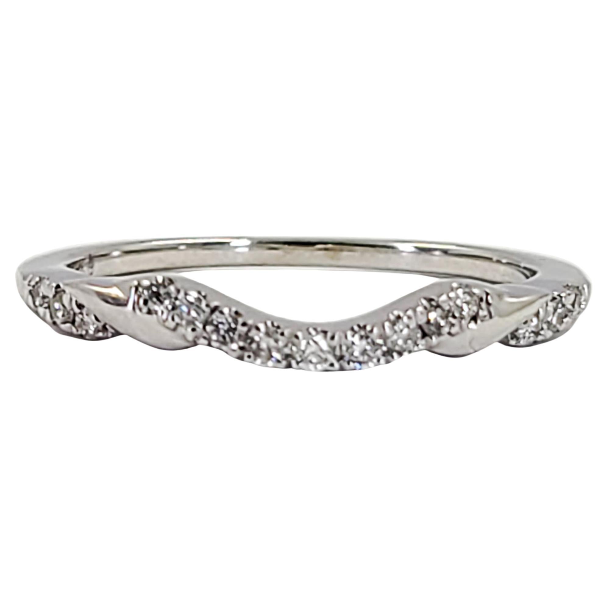 White Gold Curved Diamond Band Ring For Sale