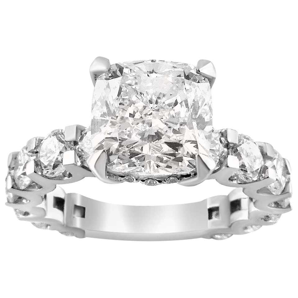 Diamond Solitaire with Sapphire Side Stones at 1stDibs