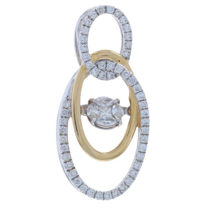 Ciondolo con diamante danzante in oro bianco - 14k Rotondo Marquise e Principessa .50ctw in vendita