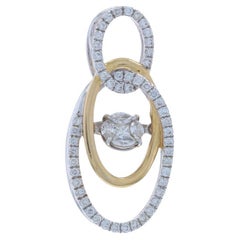 White Gold Dancing Diamond Pendant - 14k Round Marquise and Princess .50ctw