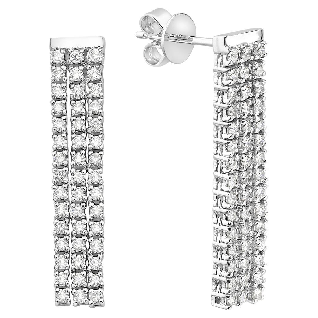 White Gold Dangle Diamond Earrings For Sale