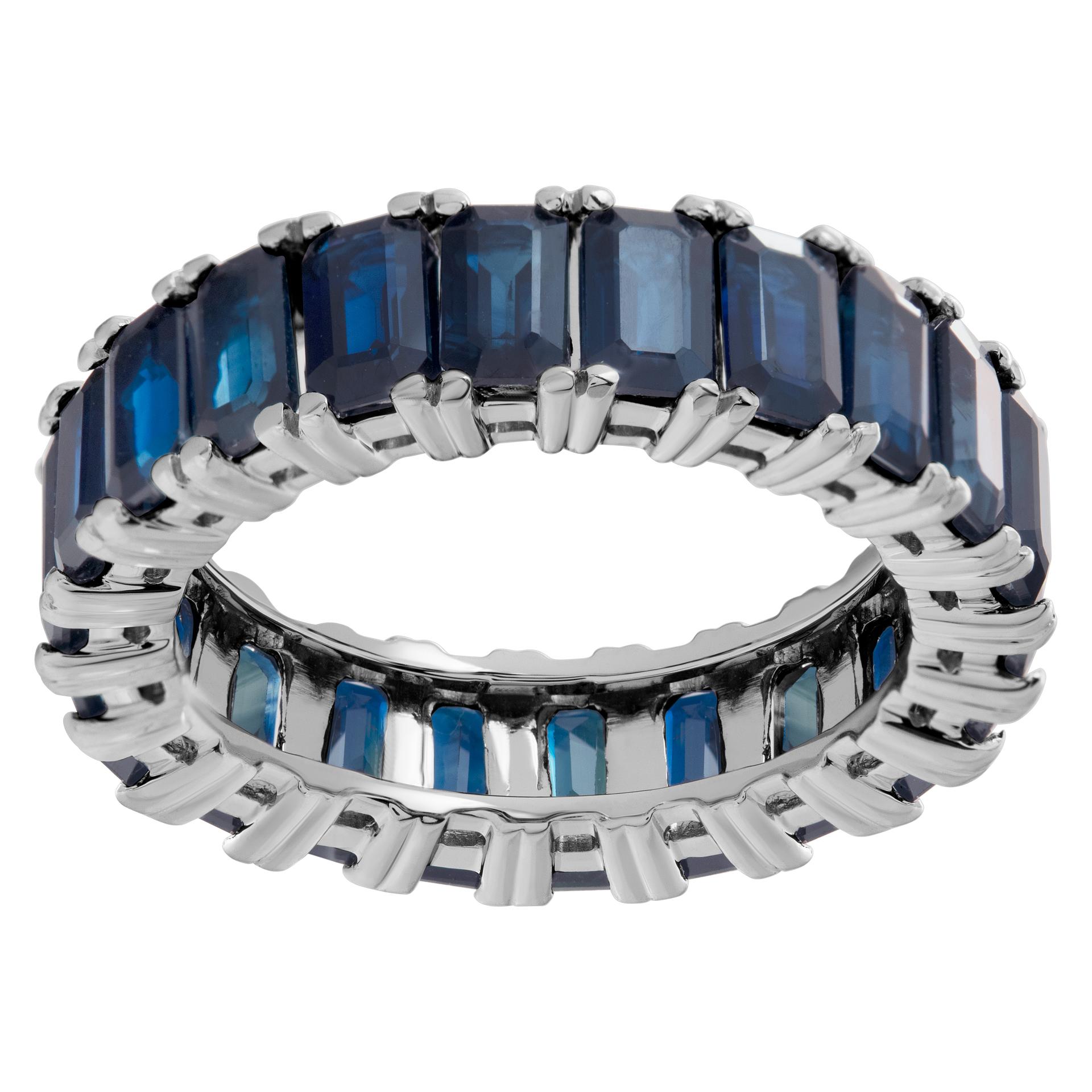 White gold dark blue sapphire eternity band For Sale