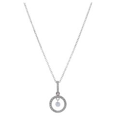 White Gold Dashing Diamond Eternity Circle Pendant Necklace 18" - 14k Rnd .14ctw