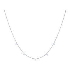 White Gold Dashing Diamonds Necklace, 14k Round Brilliant Cut .50ctw Adjustable