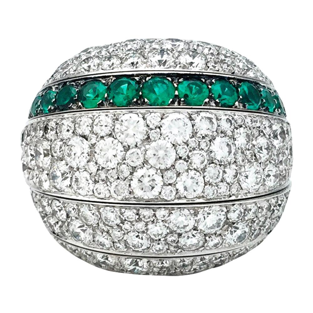 White Gold De Grisogono "Jiya" Ring, Diamonds and Emeralds
