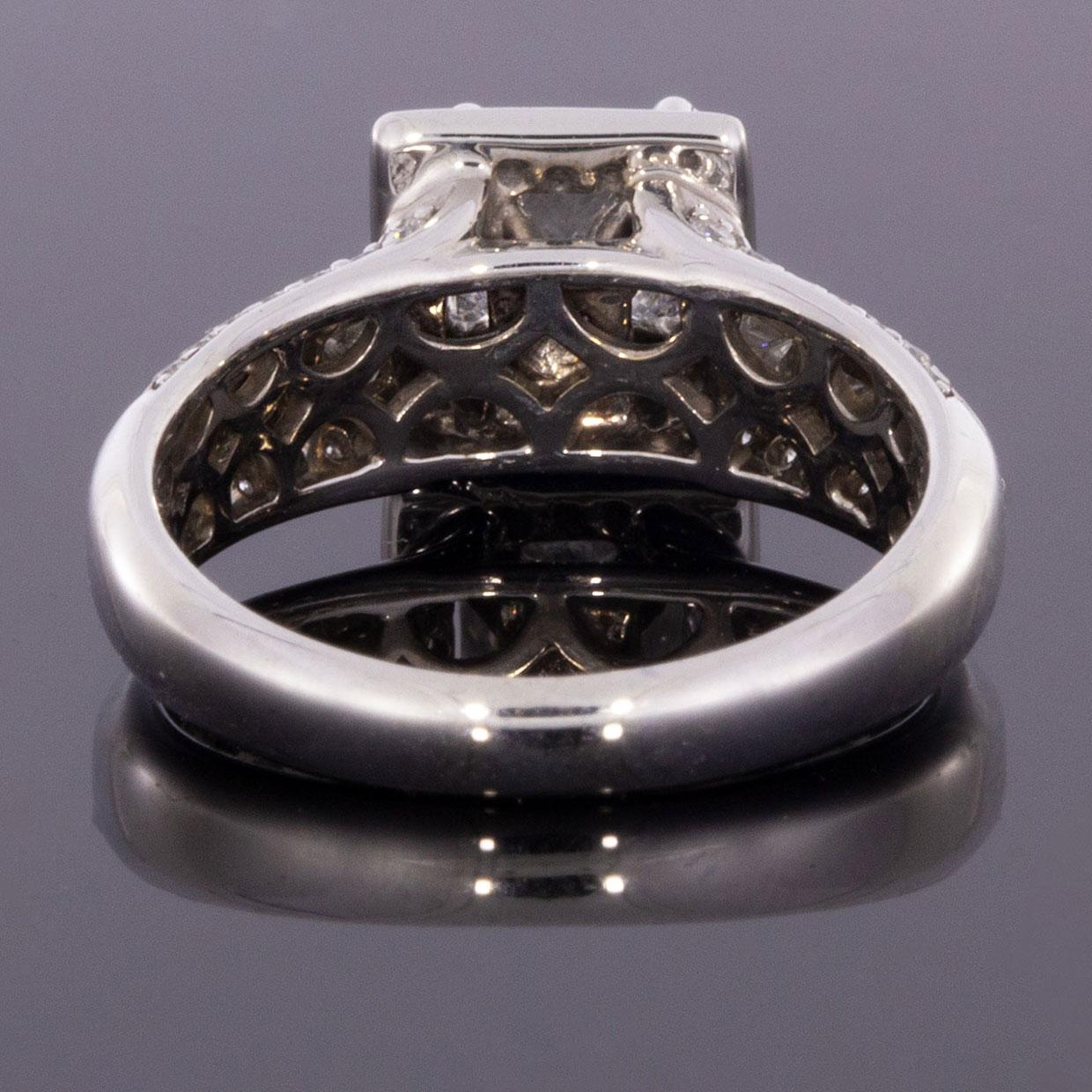 Princess Cut White Gold Deco Style Princess Diamond Halo Engagement Ring