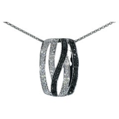 White Gold Design Pendant with White and Black Brilliant Diamonds