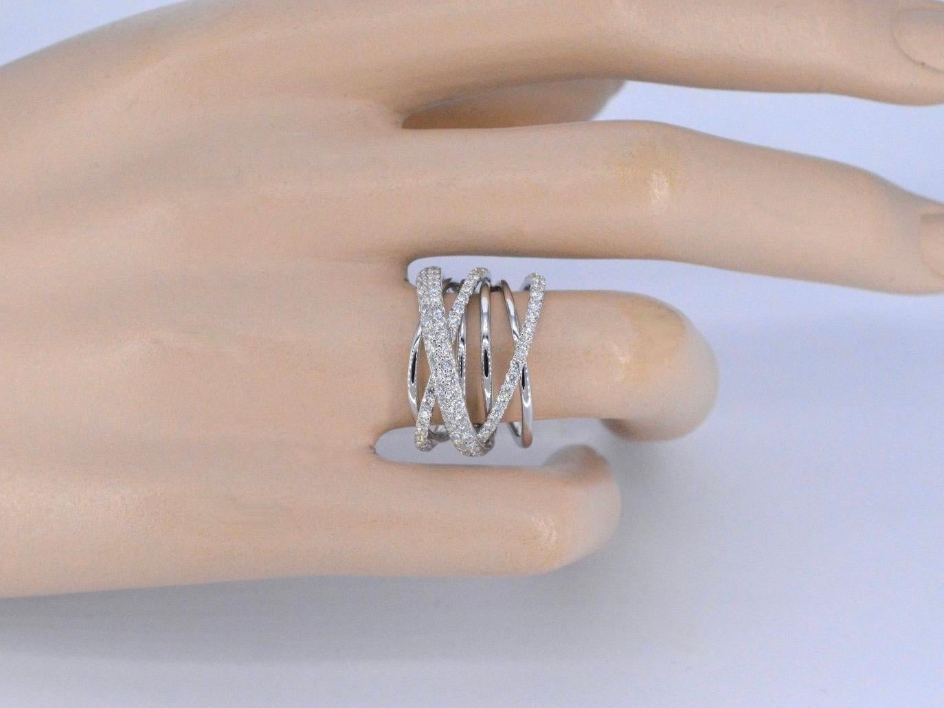 Contemporary White Gold Design Ring with Diamonds For Sale