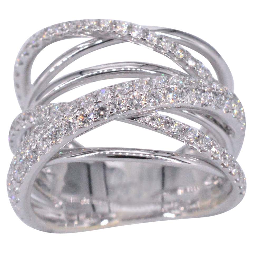 Multilayer Rings 18 Karat White Gold Diamond Multi-Layer Ring For Sale at 1stDibs