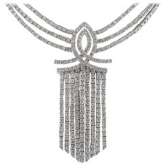 White Gold Diamond 8.50 Carat Waterfall Chandelier Necklace