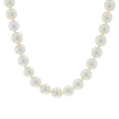 White Gold Diamond Akoya Pearls Art Deco Necklace 16" 14k European & Rose .22ctw