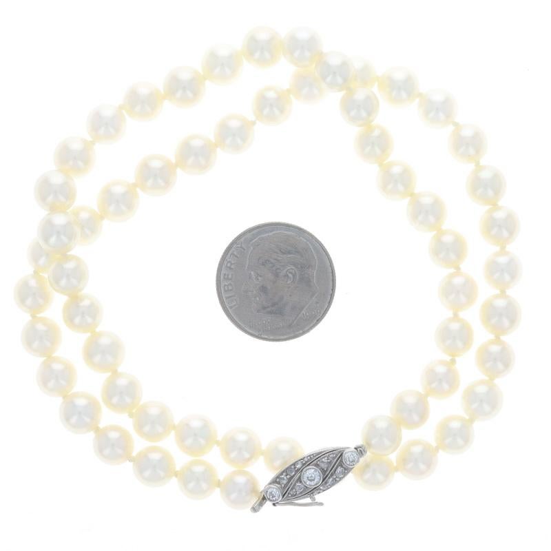 Collier Art Déco en or blanc diamant Akoya Pearls 16