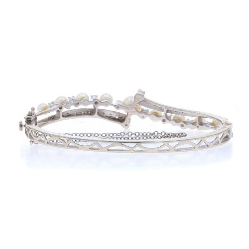 De las mujeres Pulseras de oro blanco con diamantes y perlas Akoya 6 1/4