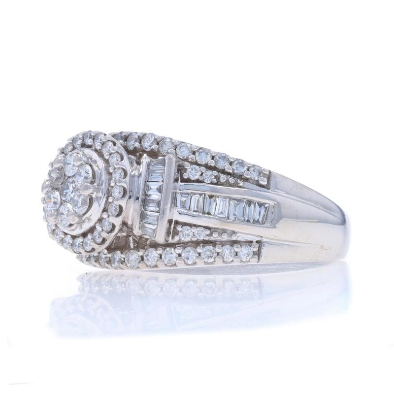 Verlobungsring, Weißgold Diamant All-In-One Cluster Halo - 10k Rnd 1,00ctw (Rundschliff) im Angebot
