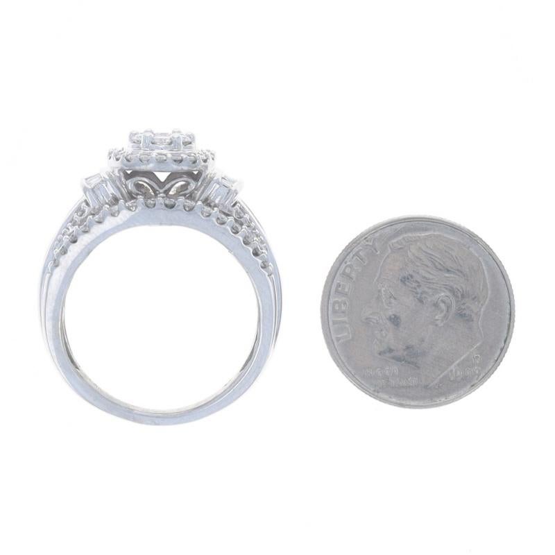 Verlobungsring, Weißgold Diamant All-In-One Cluster Halo - 10k Rnd 1,00ctw Damen im Angebot