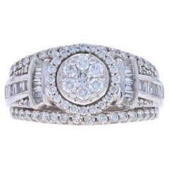 Bague de fiançailles halo de diamants en or blanc 10 carats rnd 1,00 carat