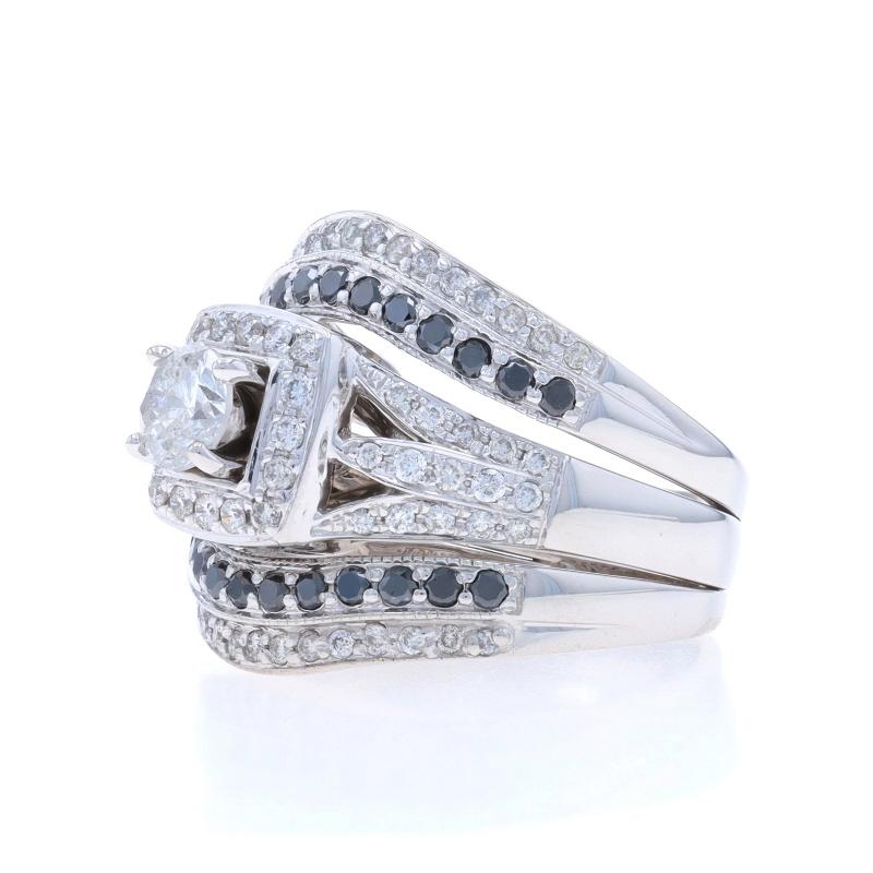 White Gold Diamond All-in-One Engage Ring Wedding Bands 14k 1.10ctw Halo In Excellent Condition For Sale In Greensboro, NC