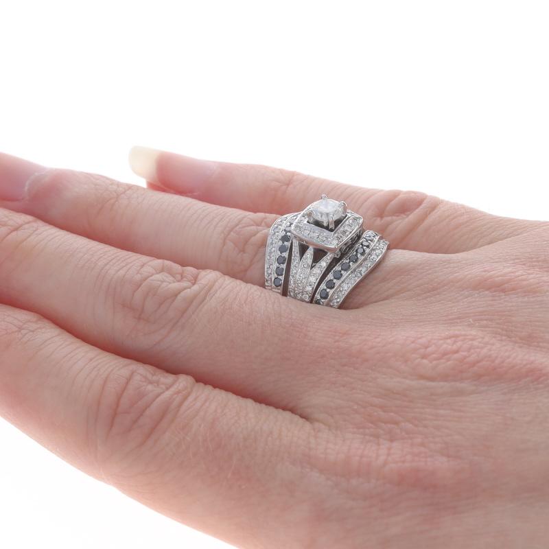 Women's White Gold Diamond All-in-One Engage Ring Wedding Bands 14k 1.10ctw Halo For Sale
